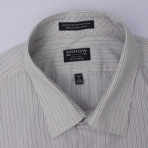 Arrow Mens Dress Shirt Lot of 2 Size XXL Neck 18-18 1/2 - Picture 6 of 9